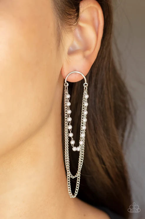 Paparazzi ♥ Vintage VIP - White ♥ Post Earrings