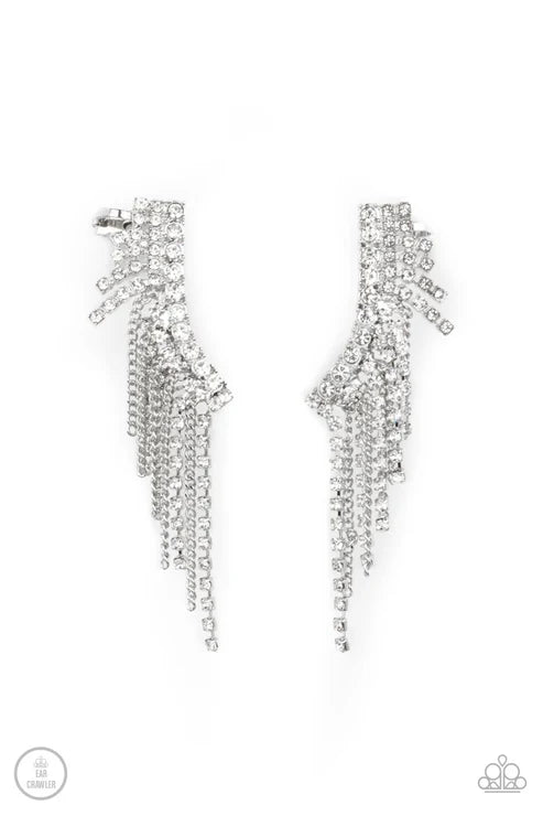 Paparazzi ♥ Thunderstruck Sparkle - White ♥ Post Earrings