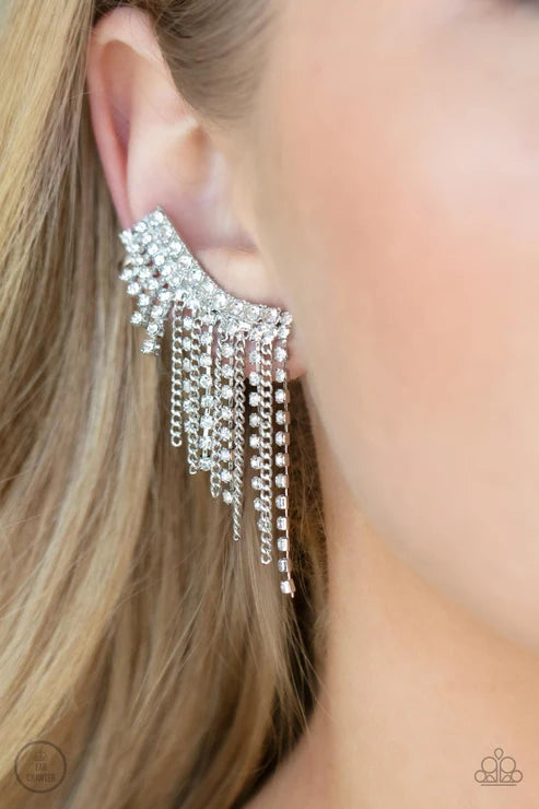 Paparazzi ♥ Thunderstruck Sparkle - White ♥ Post Earrings