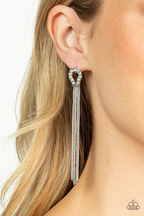 Paparazzi ♥ Dallas Debutante - White ♥ Post Earrings