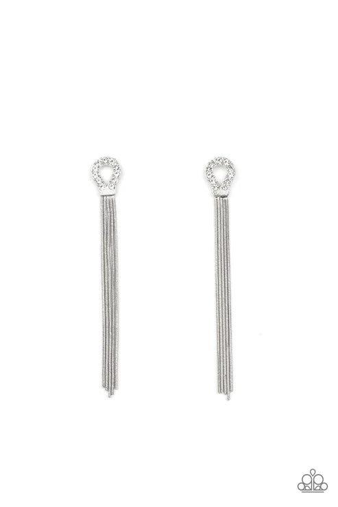 Paparazzi ♥ Dallas Debutante - White ♥ Post Earrings