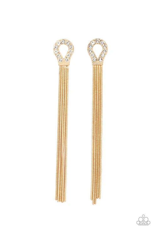 Paparazzi ♥ Dallas Debutante - Gold ♥ Post Earrings