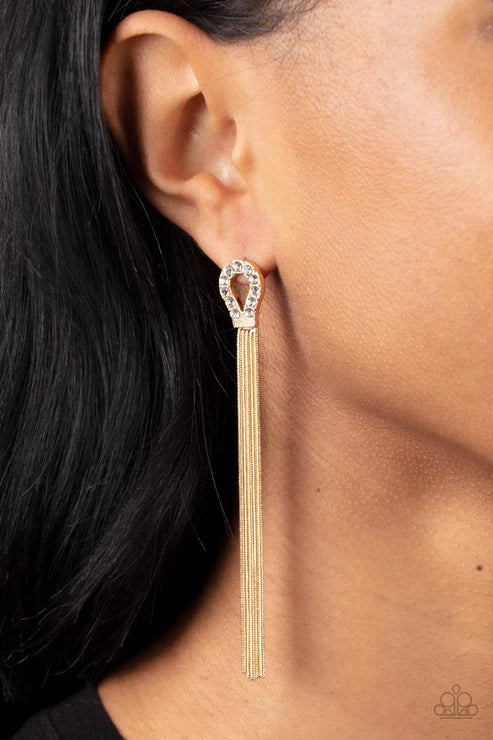 Paparazzi ♥ Dallas Debutante - Gold ♥ Post Earrings