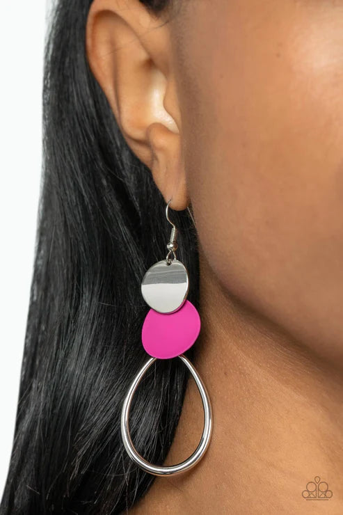 Paparazzi ♥ Retro Reception - Pink ♥ Earrings