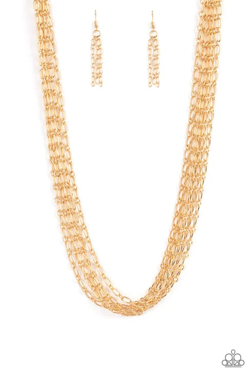 Paparazzi ♥ Dynamite Dynamo - Gold ♥ Necklace