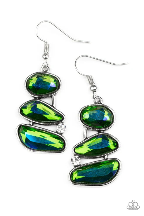 Paparazzi ♥ Gem Galaxy - Green ♥ Earrings