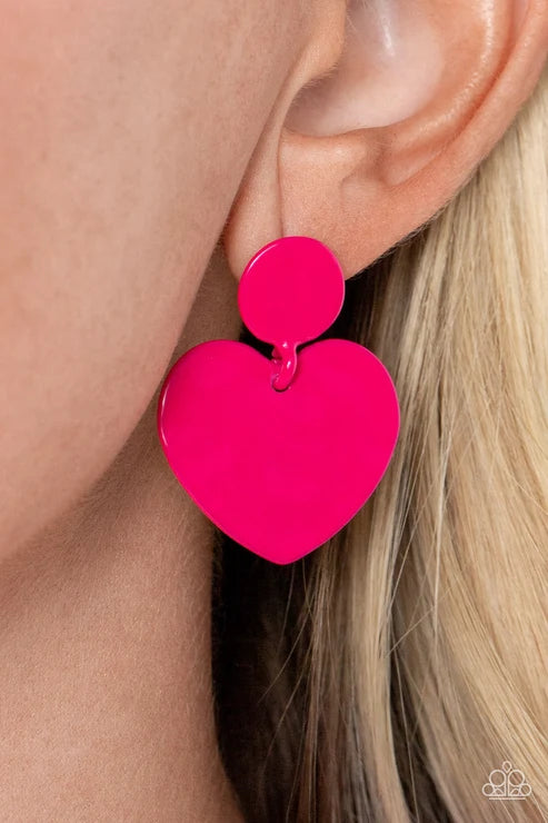 Paparazzi ♥ Just a Little Crush - Pink ♥ Post Earrings