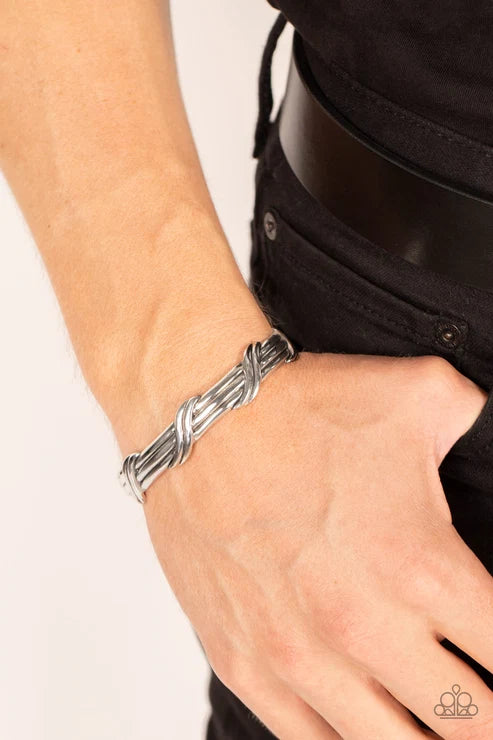 Paparazzi ♥ Last Man Standing - Silver ♥ Mens Bracelet