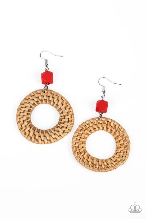 Paparazzi ♥ Wildly Wicker - Red ♥ Earrings