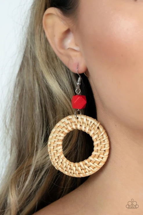 Paparazzi ♥ Wildly Wicker - Red ♥ Earrings
