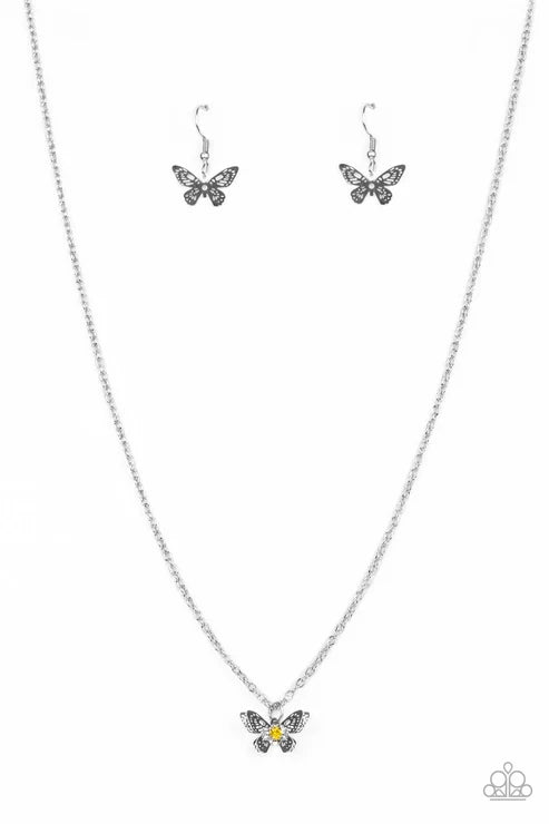 Paparazzi ♥ Flutter Love - Yellow ♥ Necklace