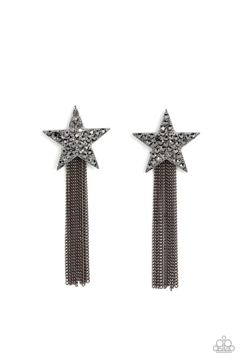 Paparazzi ♥ Superstar Solo - Black ♥ Post Earrings