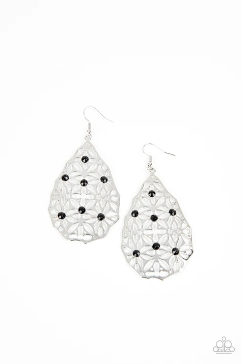 Paparazzi ♥ Delightfully Daisy - Black ♥ Earrings