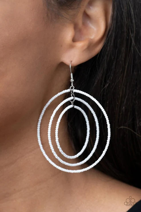 Paparazzi ♥ Colorfully Circulating - White ♥ Earrings