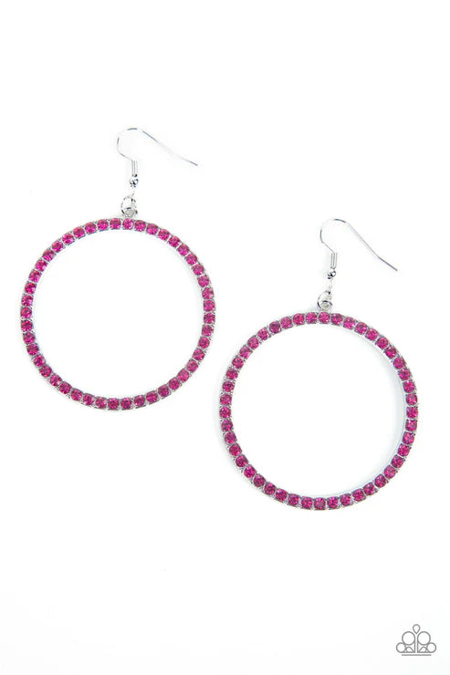 Paparazzi ♥ Head-Turning Halo - Pink ♥ Earrings