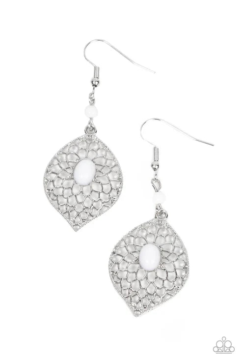 Paparazzi ♥ Perky Perennial - White ♥ Earrings