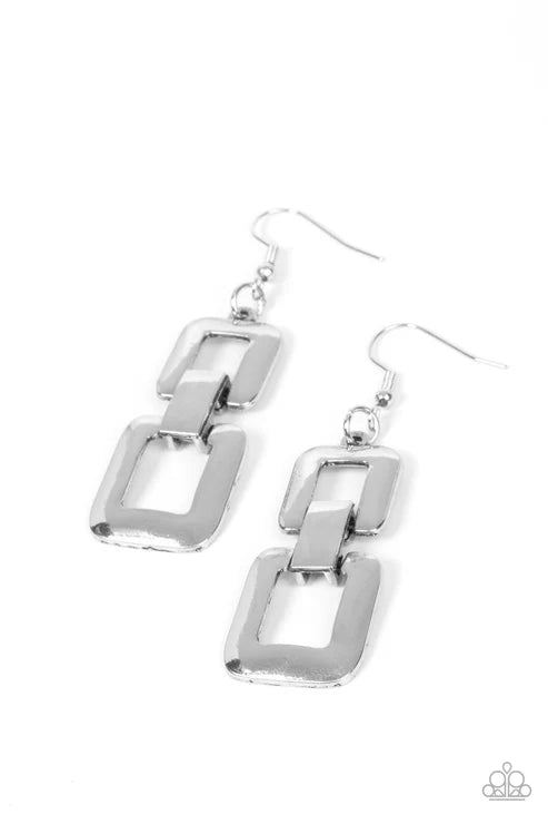 Paparazzi ♥ Public Square - Silver ♥ Earrings