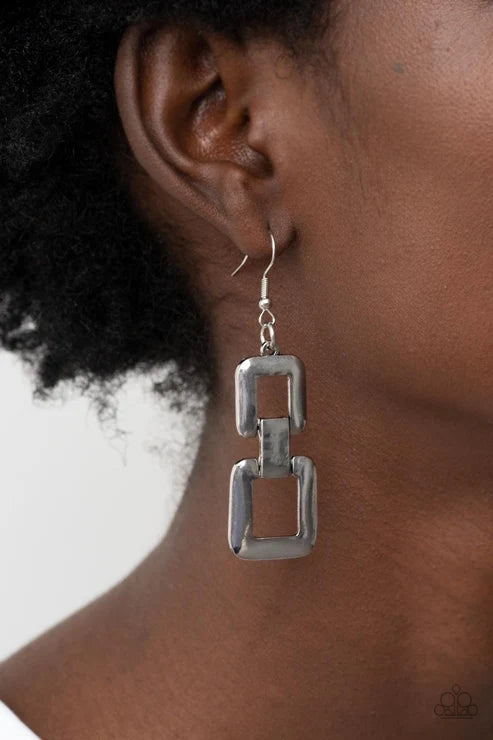 Paparazzi ♥ Public Square - Silver ♥ Earrings