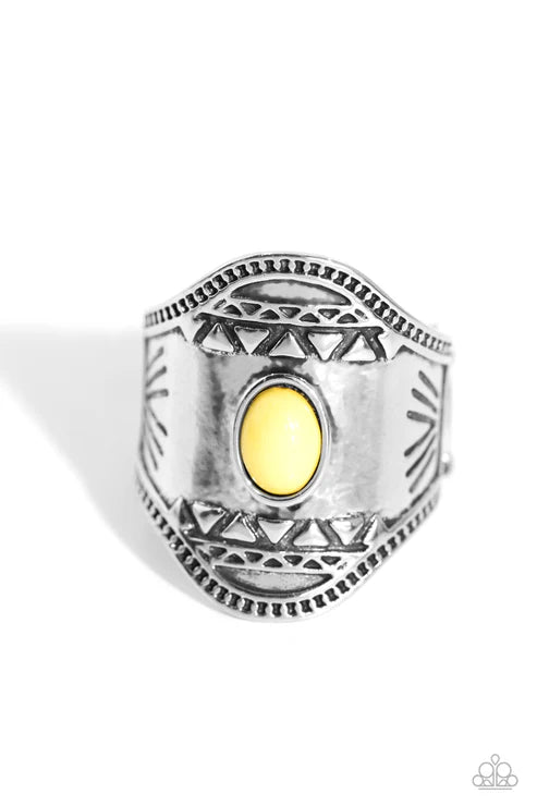 Paparazzi ♥ Panoramic Pyramids - Yellow ♥ Ring