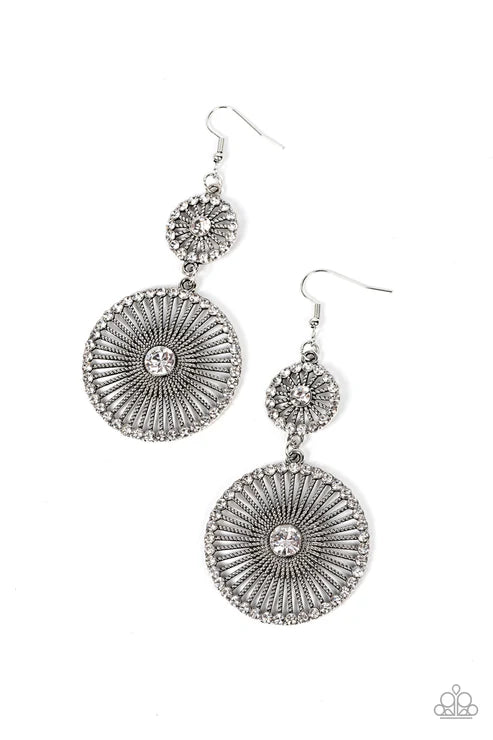 Paparazzi ♥ Bring Down the WHEELHOUSE - White ♥ Earrings