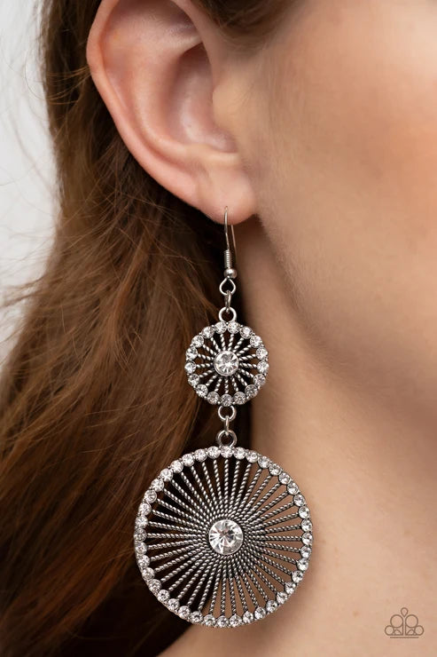 Paparazzi ♥ Bring Down the WHEELHOUSE - White ♥ Earrings
