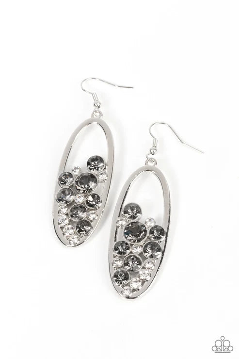 Paparazzi ♥ Prismatic Poker Face - Silver ♥ Earrings