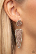 Paparazzi ♥ Druzy Desire - Gold ♥ Post Earrings