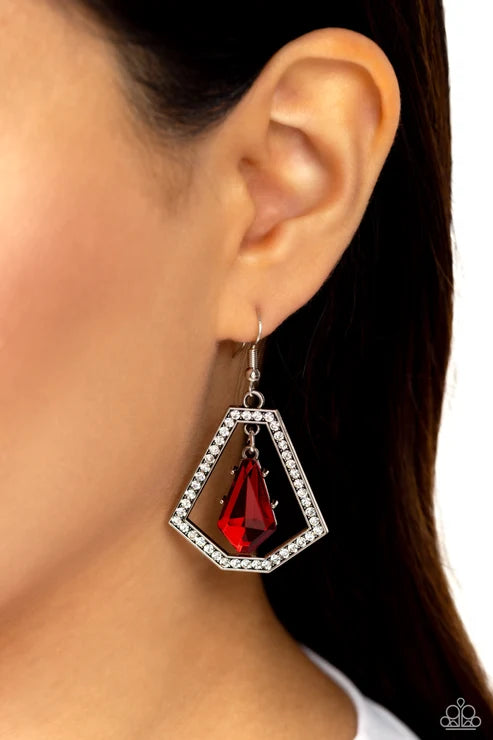 Paparazzi ♥ Poshly Photogenic - Red ♥ Earrings