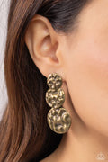 Paparazzi ♥ Triple Threat Texture - Brass ♥ Post Earrings