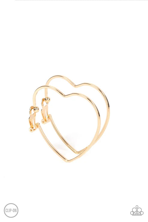 Paparazzi ♥ Harmonious Hearts - Gold ♥ Clip-On