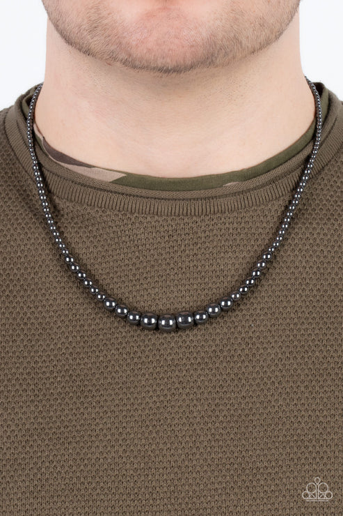 Paparazzi ♥ Beg, Borrow, or STEEL - Black ♥ Mens Necklace