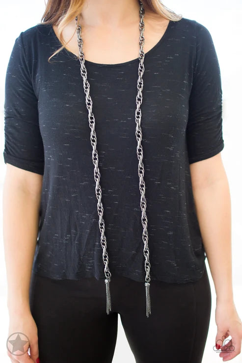Paparazzi ♥ SCARFed for Attention - Gunmetal ♥ Necklace