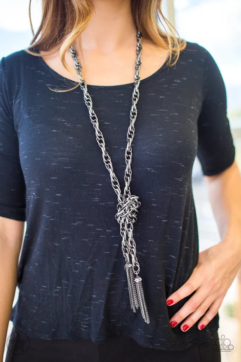 Paparazzi ♥ SCARFed for Attention - Gunmetal ♥ Necklace