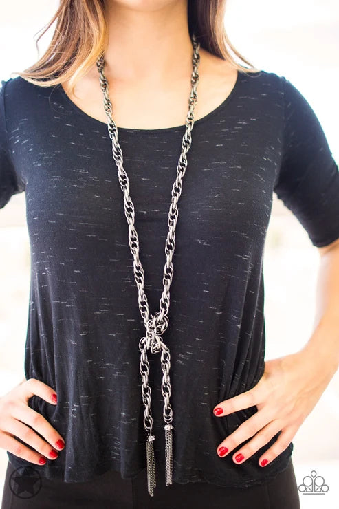 Paparazzi ♥ SCARFed for Attention - Gunmetal ♥ Necklace