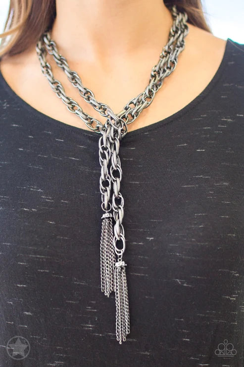 Paparazzi ♥ SCARFed for Attention - Gunmetal ♥ Necklace