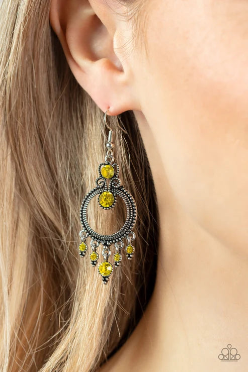 Paparazzi ♥ Palace Politics - Yellow ♥ Earrings