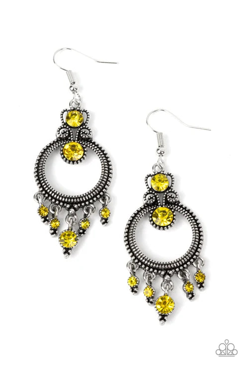 Paparazzi ♥ Palace Politics - Yellow ♥ Earrings