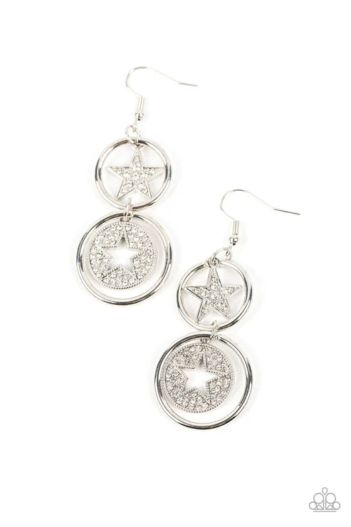 Paparazzi ♥ Liberty and SPARKLE for All - White ♥ Earrings
