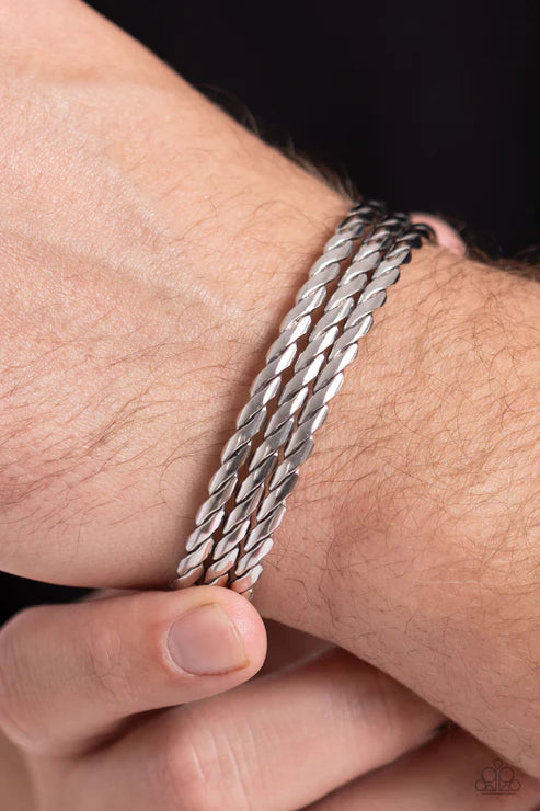 Paparazzi ♥ Come to Grips - Silver ♥ Mens Bracelet