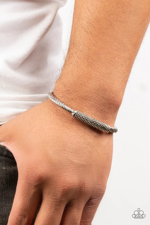 Paparazzi ♥ CABLE-Minded - Silver ♥ Mens Bracelet