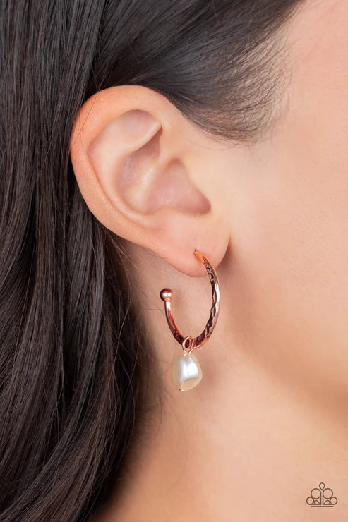 Paparazzi ♥ GLAM Overboard - Copper ♥ Earrings