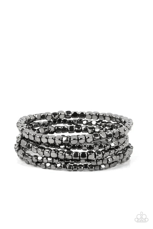 Paparazzi ♥ Right on CUBE - Black ♥ Bracelet