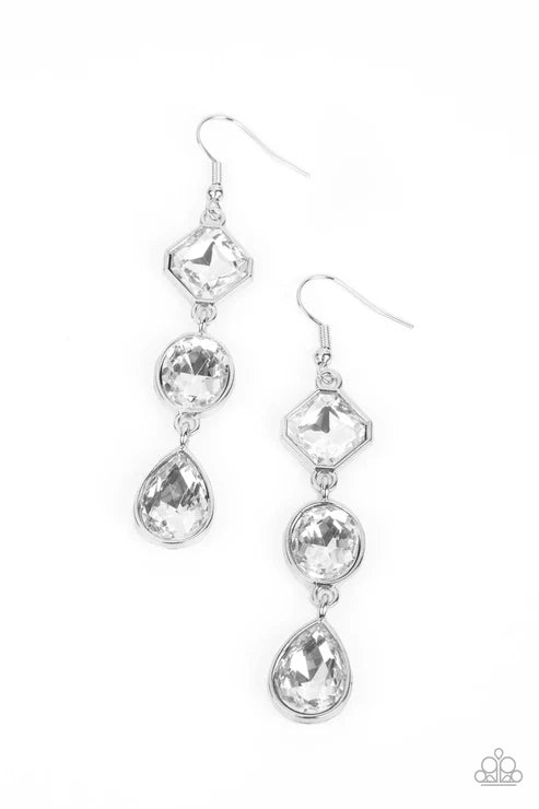 Paparazzi ♥ Reflective Rhinestones - White ♥ Earrings