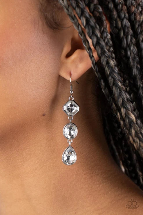 Paparazzi ♥ Reflective Rhinestones - White ♥ Earrings