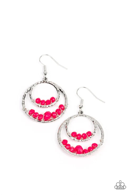 Paparazzi ♥ Bustling Beads - Pink ♥ Earrings