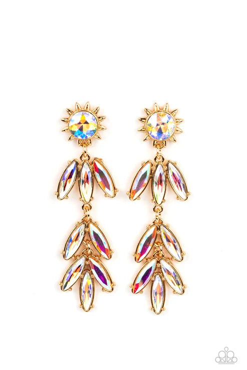 Paparazzi ♥ Space Age Sparkle - Gold ♥ Post Earrings