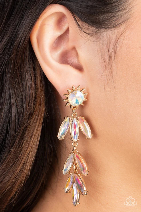 Paparazzi ♥ Space Age Sparkle - Gold ♥ Post Earrings