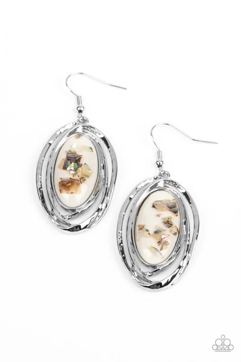 Paparazzi ♥ Ocean Floor Oracle - White ♥ Earrings