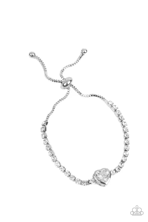 Paparazzi ♥ Mirrored Love - White ♥ Bracelet
