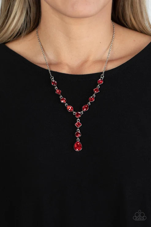 Paparazzi ♥ Forget the Crown - Red ♥ Necklace